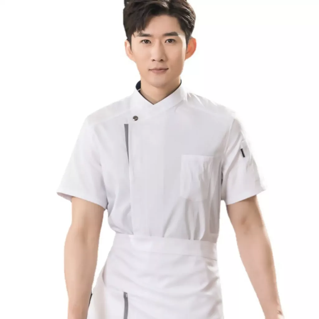 黑色立领短袖厨师服 - 图片 4