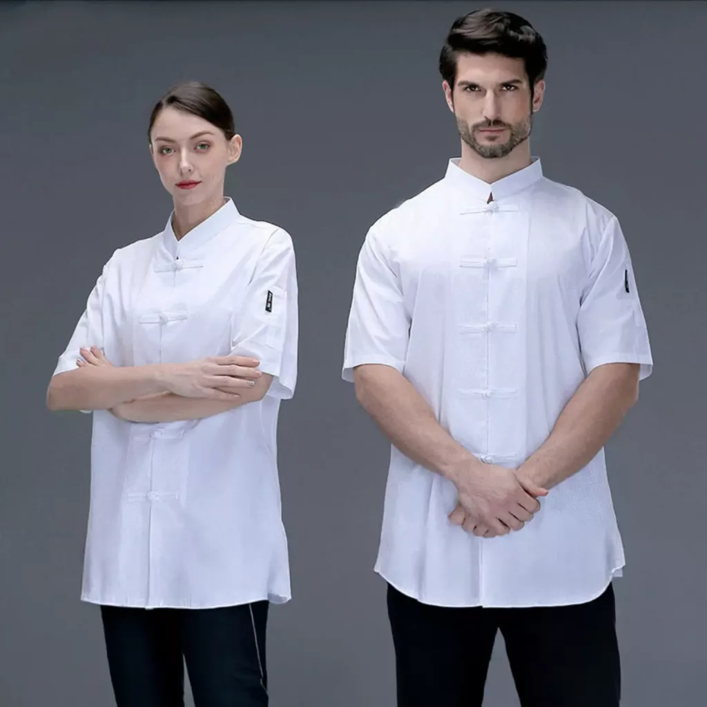 白色中式盘扣厨师服 - 图片 4