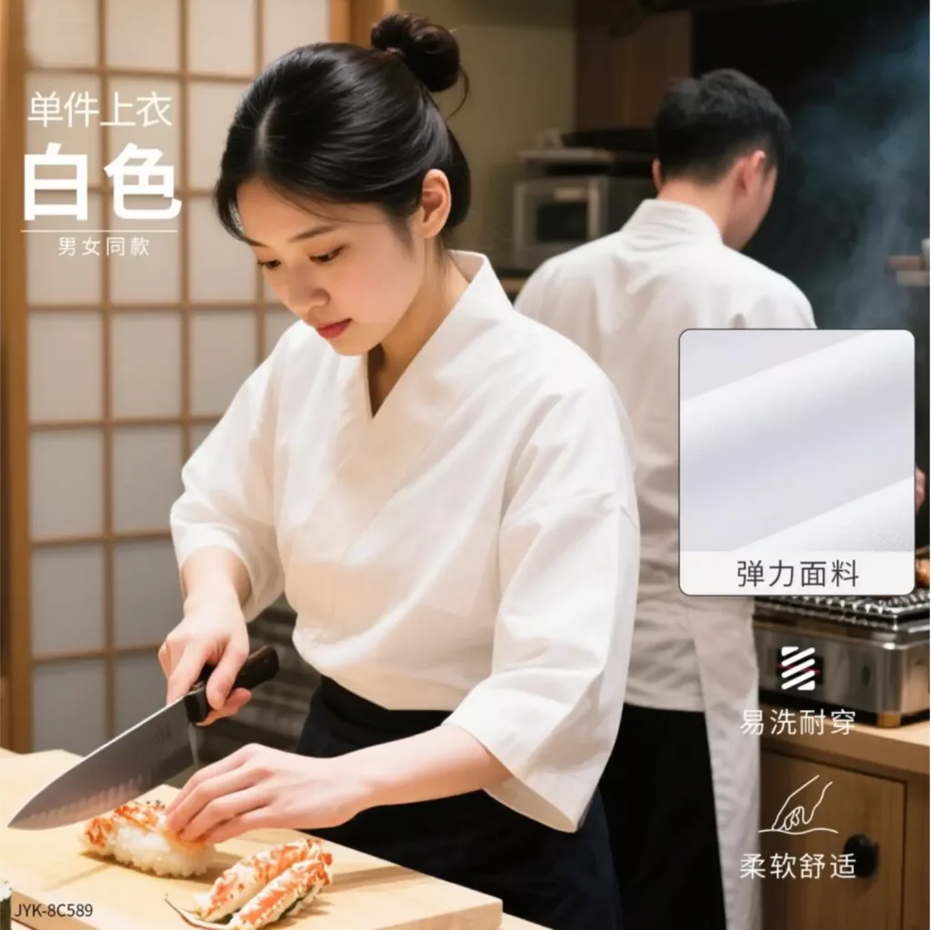 黑色日式和风厨师服 - 图片 2