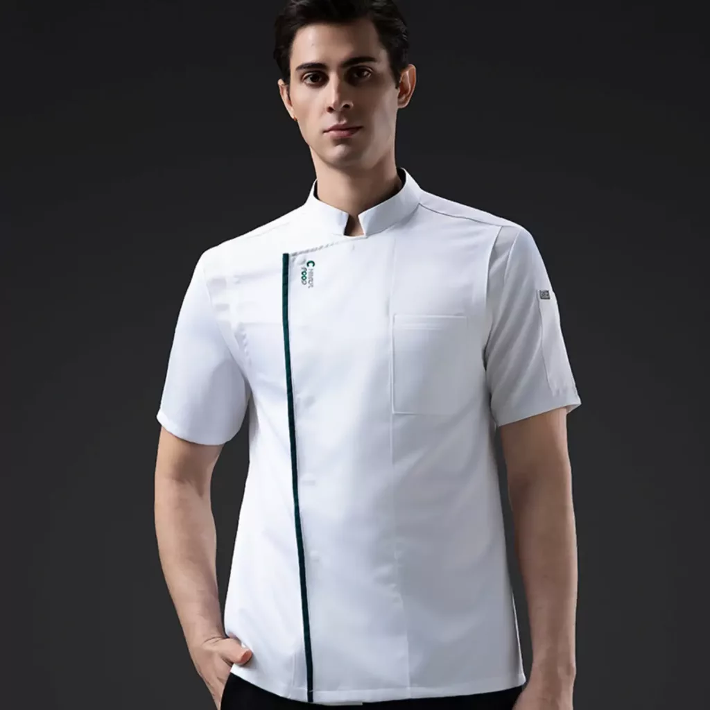 白色立领短袖厨师服 - 图片 6